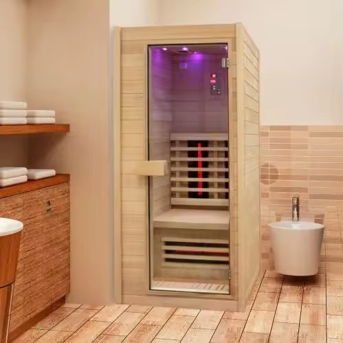 Compact Indoor Infrared Sauna with Glass Door